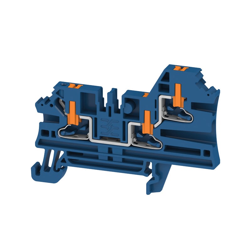 WEIDMULLER - Morsettiera passante, PUSH IN, Blu scuro, 2.5 mm², 24 A, 800 V, Numero di collegamenti: 3