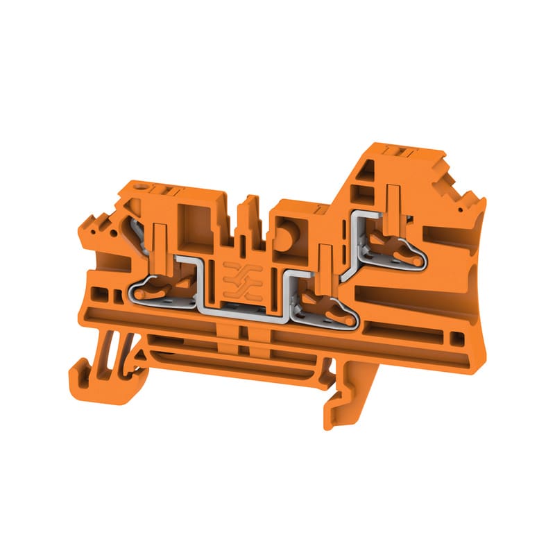 WEIDMULLER - Morsettiera passante, PUSH IN, arancione, 2.5 mm², 24 A, 800 V, Numero di collegamenti: 3