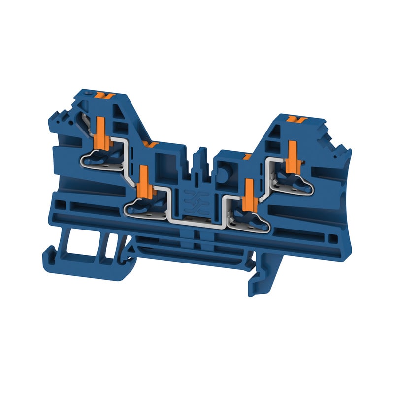 WEIDMULLER - Morsettiera passante, PUSH IN, Blu scuro, 2.5 mm², 24 A, 800 V, Numero di collegamenti: 4