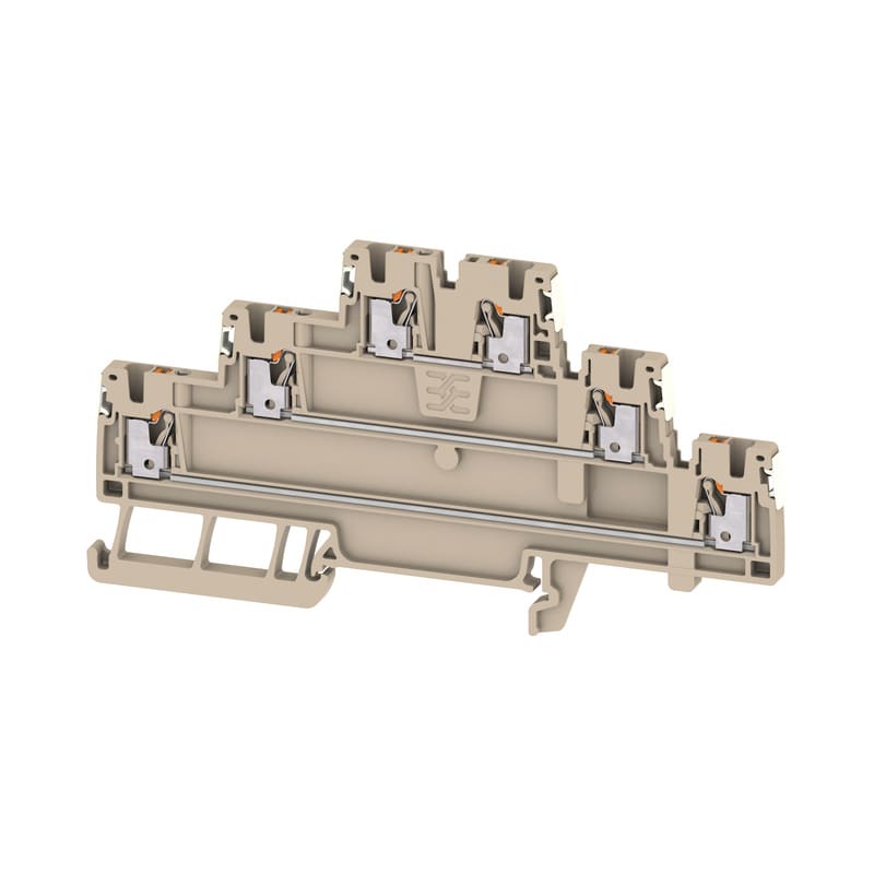 WEIDMULLER - Morsetto componibile a più piani, PUSH IN, Beige scuro, 1.5 mm², 500 V, Numero di collegamenti: 6, Numero di piani: 3, TS 35, V-0