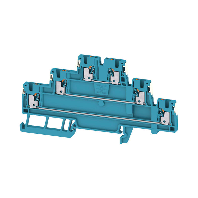 WEIDMULLER - Morsetto componibile a più piani, PUSH IN, blu, 1.5 mm², 500 V, Numero di collegamenti: 6, Numero di piani: 3, TS 35, V-0