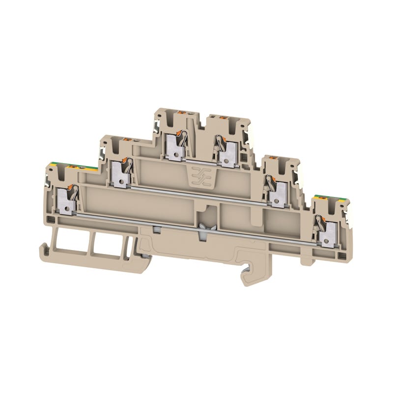 WEIDMULLER - Morsetto componibile a più piani, PUSH IN, Beige scuro, 1.5 mm², 500 V, Numero di collegamenti: 6, Numero di piani: 3, TS 35, V-0