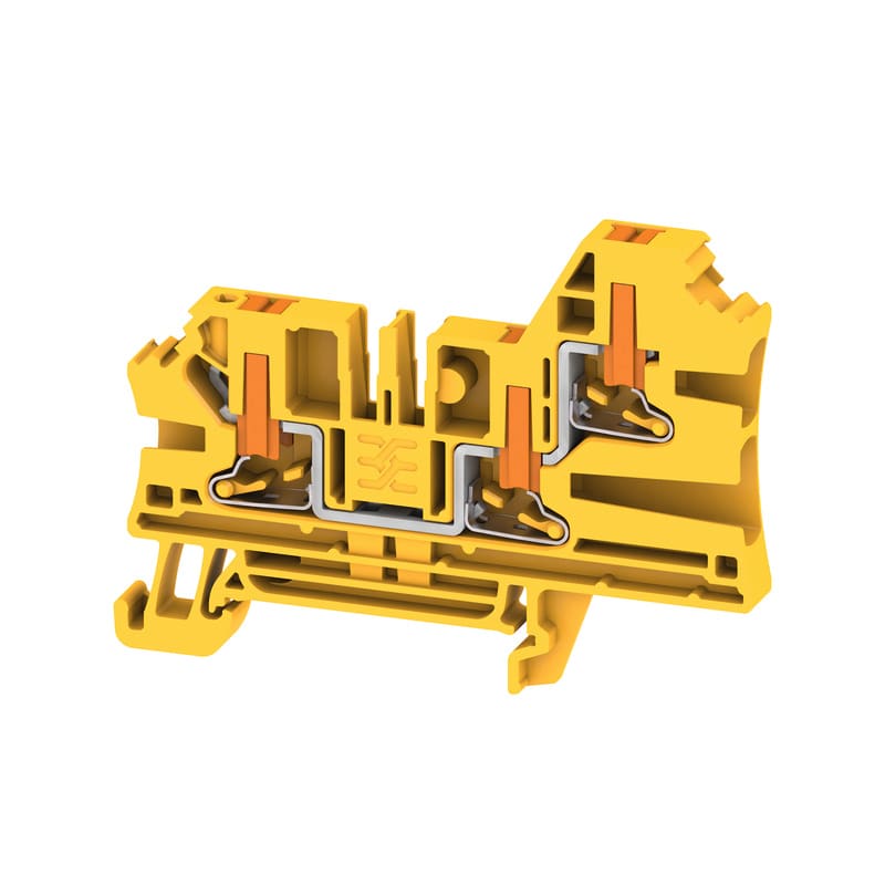 WEIDMULLER - Morsettiera passante, PUSH IN, giallo, 4 mm², 32 A, 1000 V, Numero di collegamenti: 3