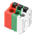 WEIDMULLER - Morsetto per circuito stampato, 320 V, 24 A, Passo in mm: 5.00, 2.5 mm², Numero di poli: 3, PUSH IN con tasto di attivazione, Collegamento a saldare T
