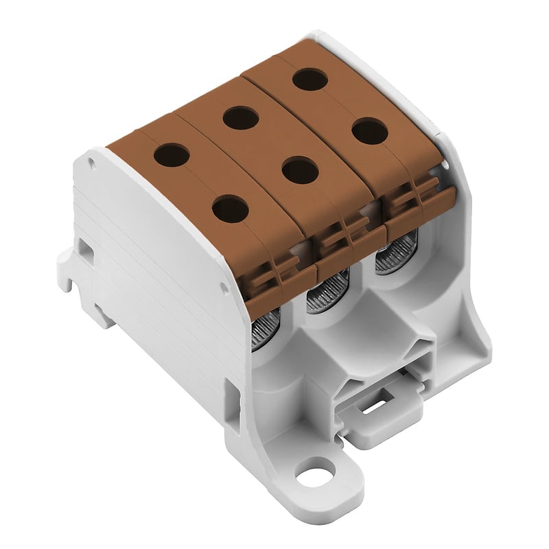 WEIDMULLER - Morsetto ripartitore di potenziale, Collegamento a vite, marrone, 50 mm², 150 A, 1000 V, Numero di collegamenti: 6, Numero di piani: 1