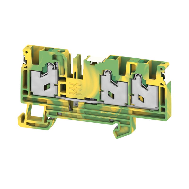 WEIDMULLER - Morsetto PE, SNAP IN, Verde/giallo, 4 mm², 1000 V, Numero di collegamenti: 3, Numero di piani: 1, TS 35, V-0, Wemid