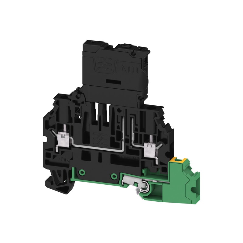 WEIDMULLER - Morsetto componibile portafusibile, Collegamento a vite, nero, 4 mm², 6.3 A, 500 V, Numero di collegamenti: 3, Numero di piani: 2, TS 35