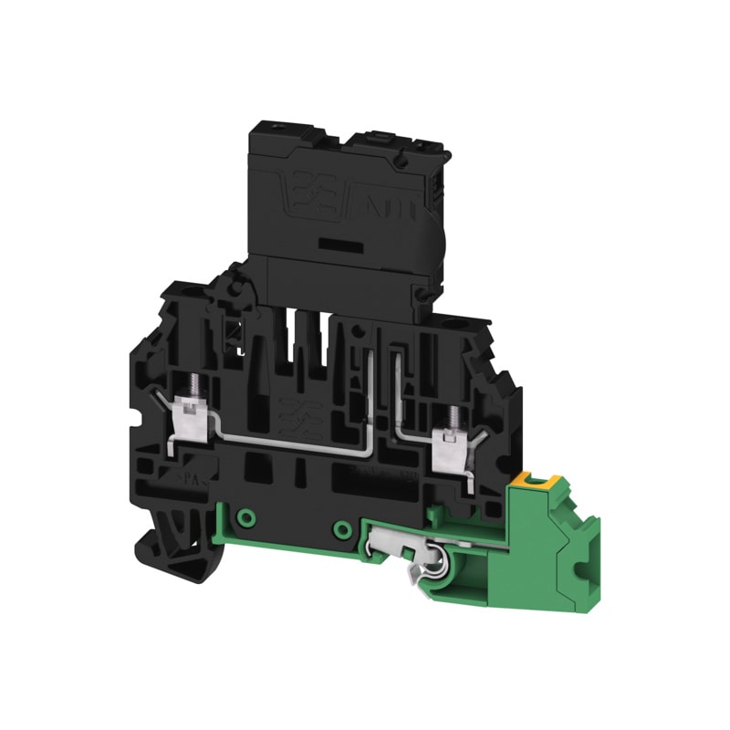 WEIDMULLER - Morsetto componibile portafusibile, Collegamento a vite, nero, 4 mm², 6.3 A, 36 V, Numero di collegamenti: 3, Numero di piani: 2, TS 35