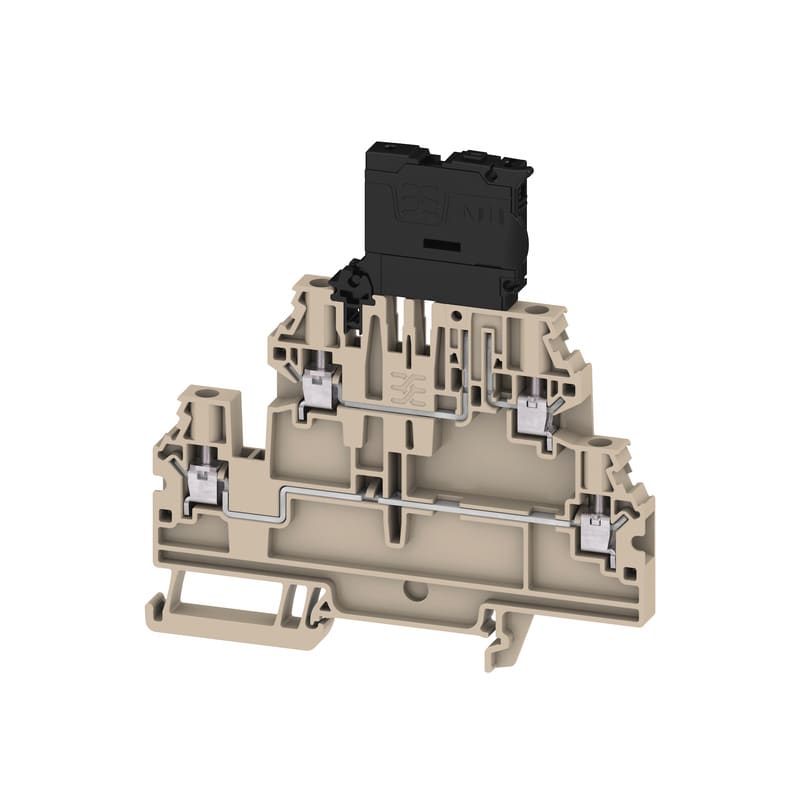WEIDMULLER - Morsetto componibile portafusibile, Collegamento a vite, Beige scuro, 4 mm², 6.3 A, 500 V, Numero di collegamenti: 4, Numero di piani: 2, TS 35