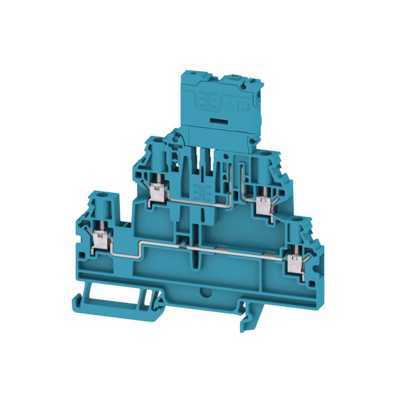 WEIDMULLER - Morsetto componibile portafusibile, Collegamento a vite, blu, 4 mm², 6.3 A, 150 V, Numero di collegamenti: 4, Numero di piani: 2, TS 35