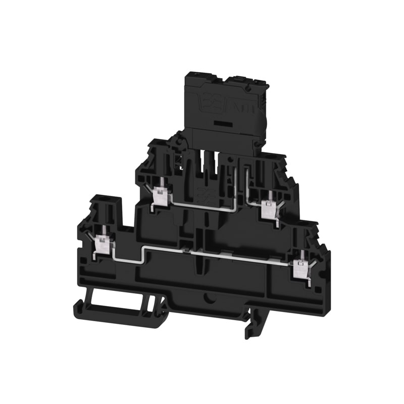 WEIDMULLER - Morsetto componibile portafusibile, Collegamento a vite, nero, 4 mm², 6.3 A, 150 V, Numero di collegamenti: 4, Numero di piani: 2, TS 35