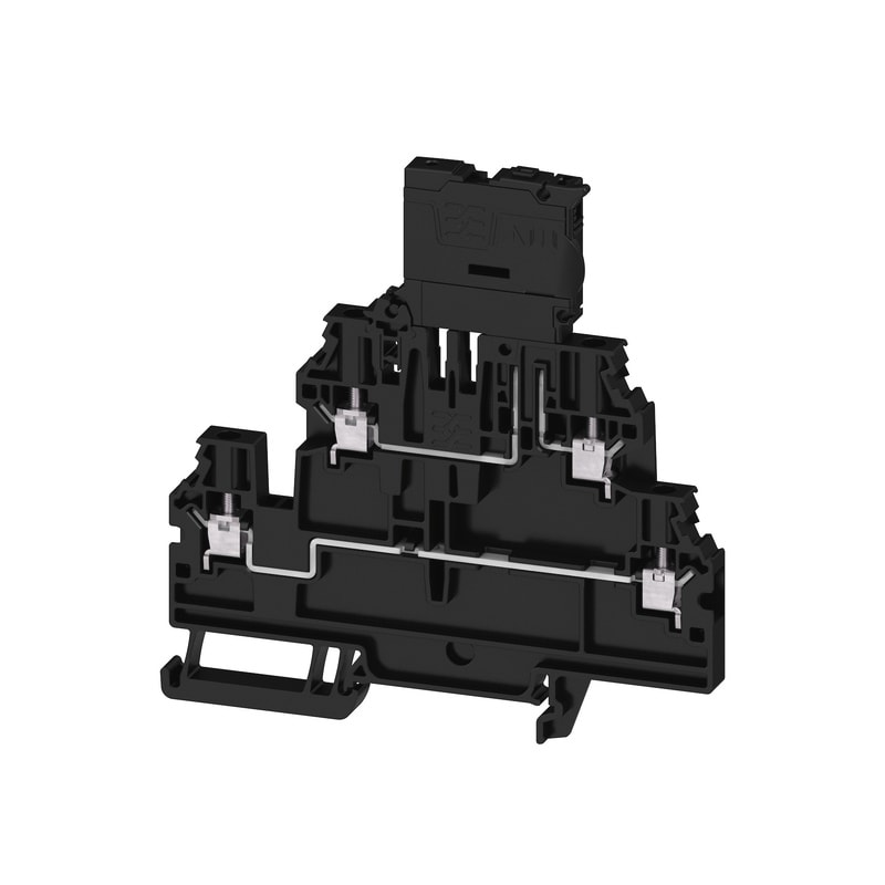 WEIDMULLER - Morsetto componibile portafusibile, Collegamento a vite, nero, 4 mm², 6.3 A, 500 V, Numero di collegamenti: 4, Numero di piani: 2, TS 35