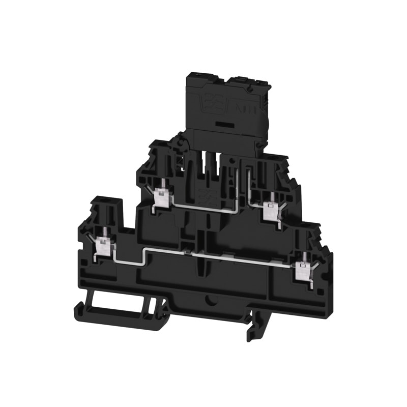 WEIDMULLER - Morsetto componibile portafusibile, Collegamento a vite, nero, 4 mm², 6.3 A, 150 V, Numero di collegamenti: 4, Numero di piani: 2, TS 35