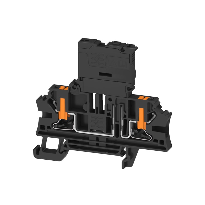 WEIDMULLER - Morsetto componibile portafusibile, PUSH IN, nero, 4 mm², 6.3 A, 250 V, Numero di collegamenti: 2, Numero di piani: 1, TS 35