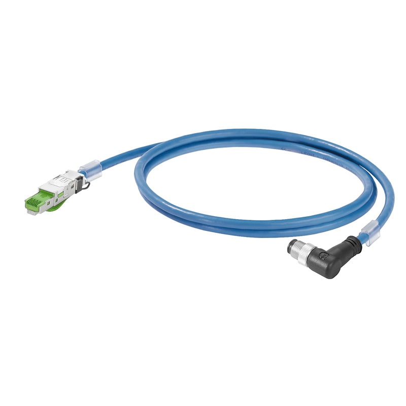 WEIDMULLER - Cavo per installazioni ferroviarie Ethernet (confezionato), Codificato D M12 – pin angolato IP67, RJ45 IP20, Numero di poli: 4, Lunghezza: 5.5 mm