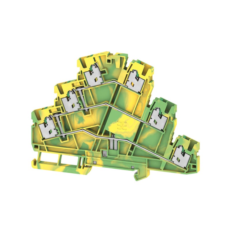 WEIDMULLER - Morsetto PE multistrato, SNAP IN, Verde/giallo, 2.5 mm², 800 V, Numero di collegamenti: 6, Numero di piani: 3, TS 35, V-0, Wemid