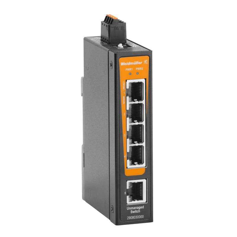 WEIDMULLER - Switch rete, unmanaged, Fast Ethernet, 5x RJ45, -40 °C...75 °C, IP30