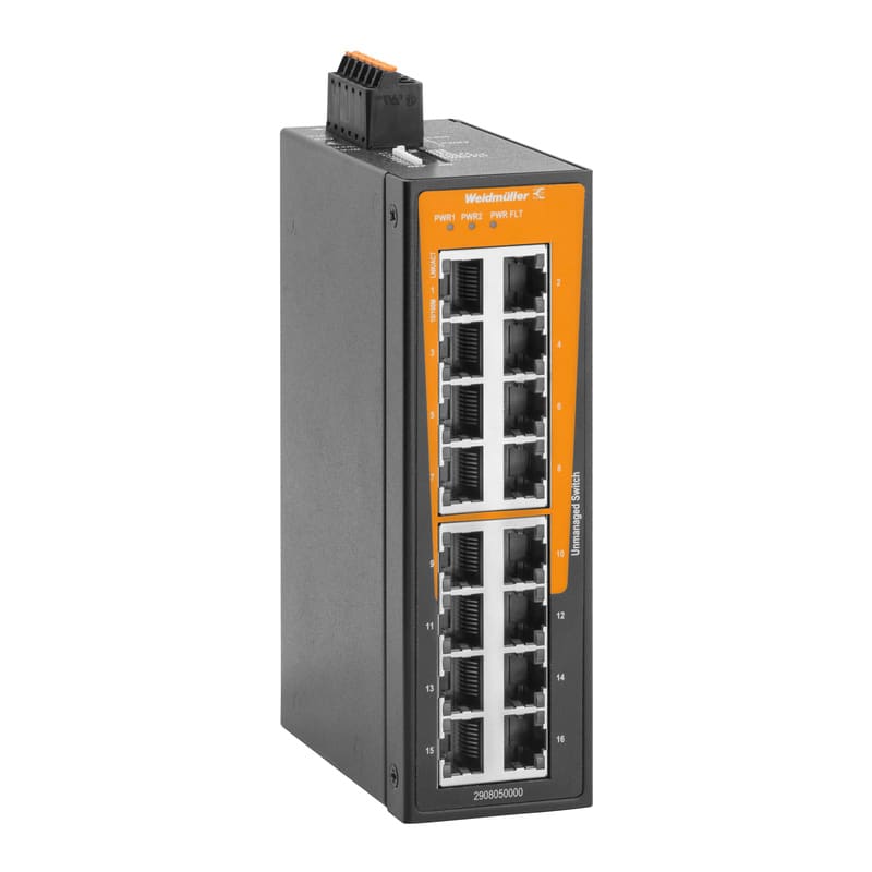 WEIDMULLER - Switch rete, unmanaged, Fast Ethernet, 16x RJ45, -40 °C...75 °C, IP30