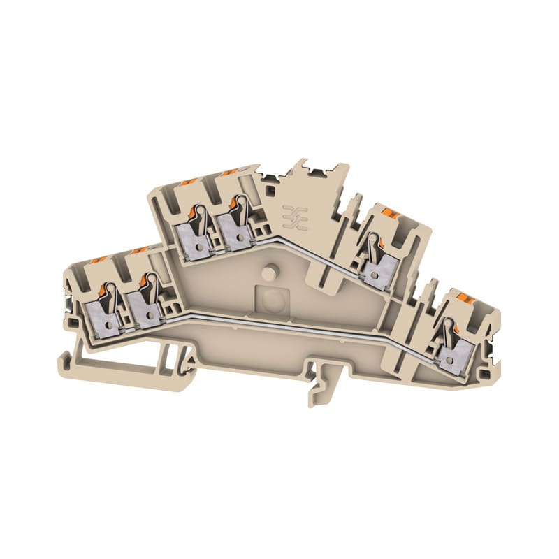 WEIDMULLER - Morsetto componibile a più piani, PUSH IN, Beige scuro, 2.5 mm², 800 V, Numero di collegamenti: 6, Numero di piani: 2, TS 35, V-0