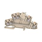 WEIDMULLER - Morsetto componibile a più piani, PUSH IN, Beige scuro, 2.5 mm², 800 V, Numero di collegamenti: 6, Numero di piani: 2, TS 35, V-0