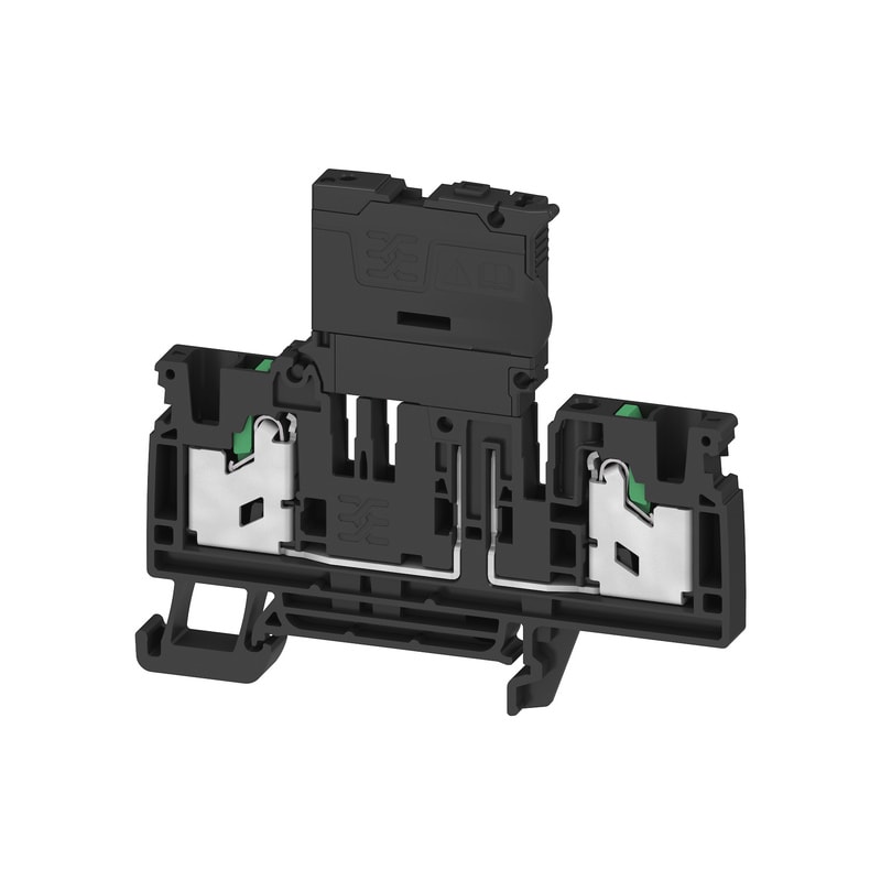 WEIDMULLER - Morsetto componibile portafusibile, SNAP IN, nero, 4 mm², 6.3 A, 250 V, Numero di collegamenti: 2, Numero di piani: 1, TS 35
