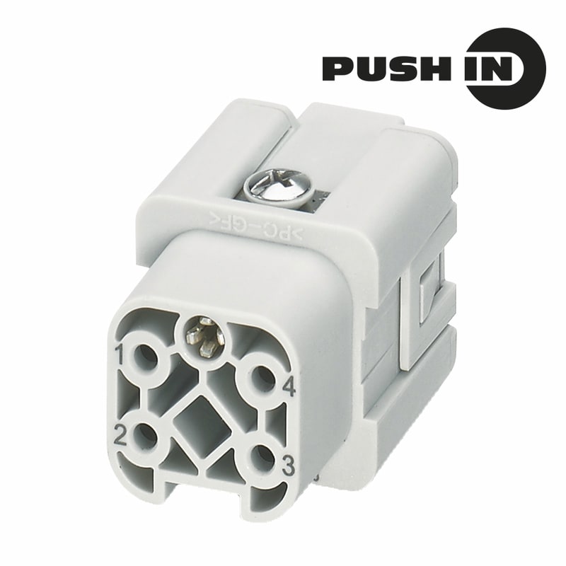 WEIDMULLER - Inserto di contatto (Connettori a innesto industriali), Femmina, 400 V, 10 A, Numero di poli: 4, PUSH IN con attuatore, Dimensioni di installazione: 1