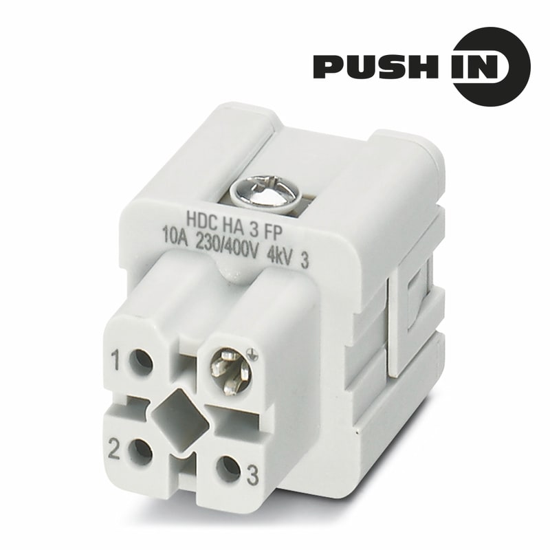 WEIDMULLER - Inserto di contatto (Connettori a innesto industriali), Femmina, 400 V, 10 A, Numero di poli: 3, PUSH IN con attuatore, Dimensioni di installazione: 1