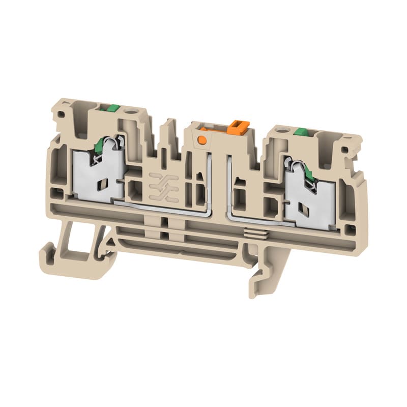 WEIDMULLER - Morsetto sezionatore di prova, SNAP IN, Beige scuro, 2.5 mm², 20 A, 500 V, Numero di collegamenti: 2, Numero di piani: 1