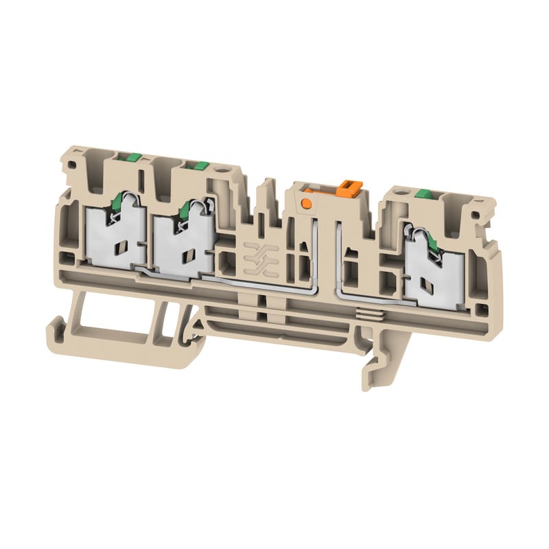 WEIDMULLER - Morsetto sezionatore di prova, SNAP IN, Beige scuro, 2.5 mm², 24 A, 500 V, Numero di collegamenti: 2, Numero di piani: 1