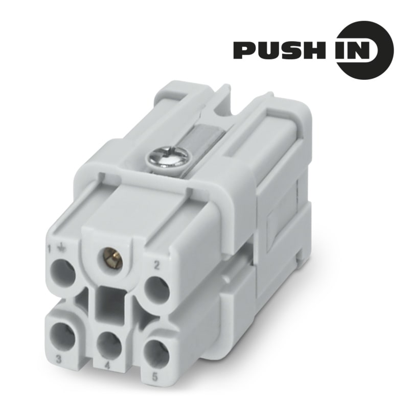 WEIDMULLER - Inserto di contatto (Connettori a innesto industriali), Femmina, 230 V, 16 A, Numero di poli: 5, PUSH IN con attuatore, Dimensioni di installazione: 1