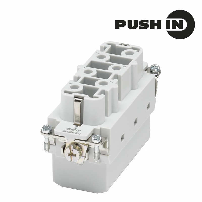 WEIDMULLER - Inserto di contatto (Connettori a innesto industriali), Femmina, 400 V, 35 A, Numero di poli: 6, PUSH IN con attuatore, Dimensioni di installazione: 6