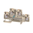 WEIDMULLER - Morsettiera portacomponenti, PUSH IN, Beige scuro, 2.5 mm², 30 V, 30 V, Numero di collegamenti: 4, Numero di piani: 2, TS 35