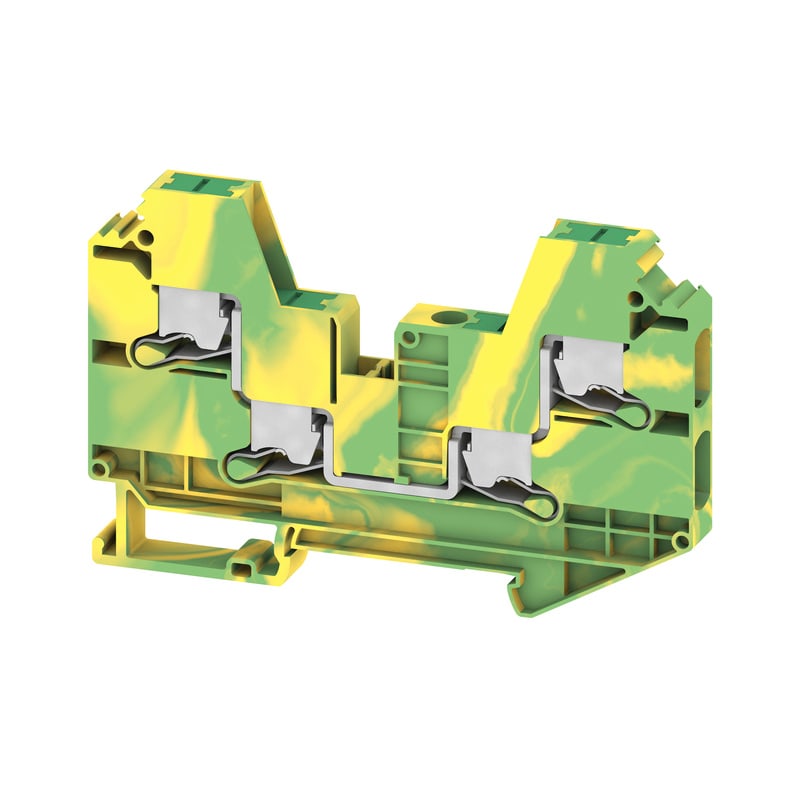WEIDMULLER - Morsetto PE, SNAP IN, Verde/giallo, 6 mm², 1000 V, Numero di collegamenti: 4, Numero di piani: 1, TS 35, V-0, Wemid