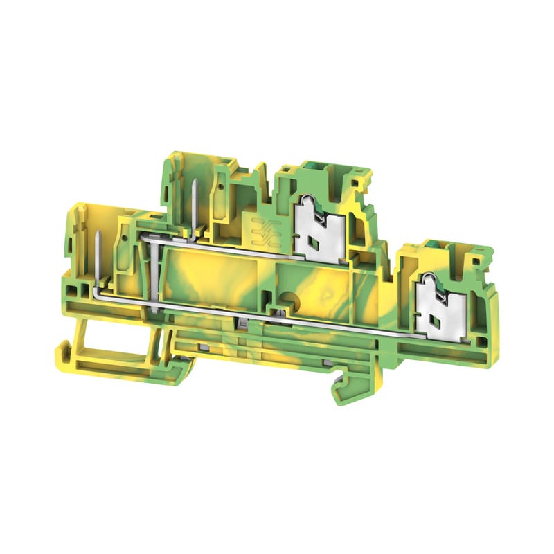 WEIDMULLER - Morsetto innestabile, SNAP IN, Verde/giallo, 2.5 mm², Numero di collegamenti: 4, Numero di piani: 2, TS 35