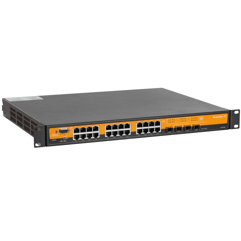 WEIDMULLER - Switch rete, managed PoE, Gigabit Ethernet, 22x RJ45 10/100/1000BASE-T(X) PoE+, 2x combo-ports (10/100/1000BASE-T(X) PoE+ or 100/1000BaseSFP), 2x 100/