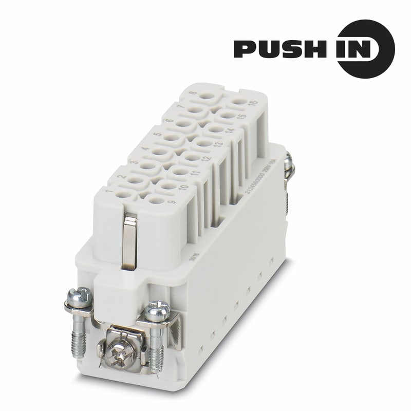 WEIDMULLER - Inserto di contatto (Connettori a innesto industriali), Femmina, 250 V, 16 A, Numero di poli: 16, PUSH IN con attuatore, Dimensioni di installazione: