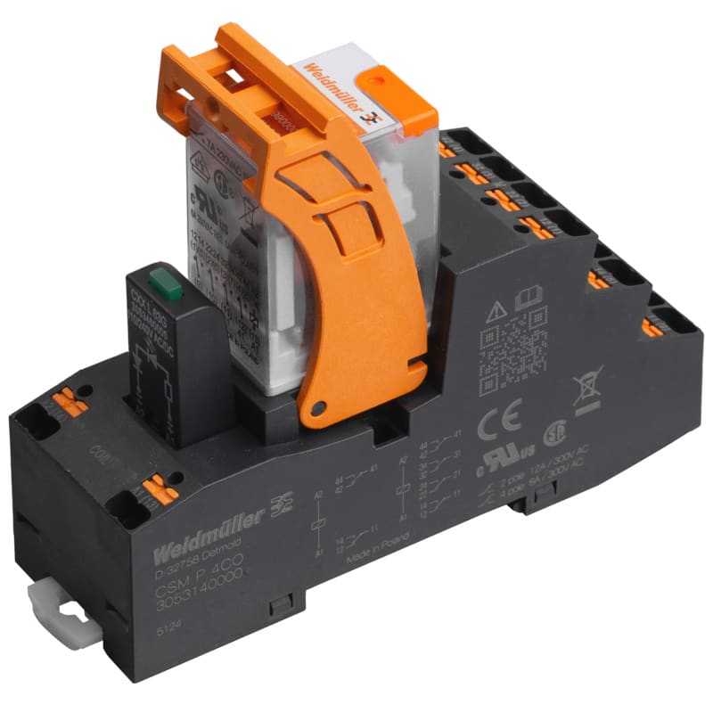 WEIDMULLER - Modulo a relè, 230 V AC, LED verde, 4 Contatto di scambio (AgNi) , 250 V AC, 7 A, PUSH IN