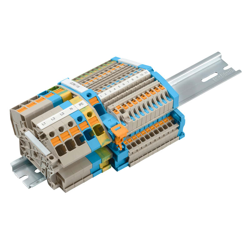WEIDMULLER - Morsetto componibile a più piani, PUSH IN, altro, 16 mm², Numero di collegamenti: 65, Numero di piani: 3, TS 35, V-0