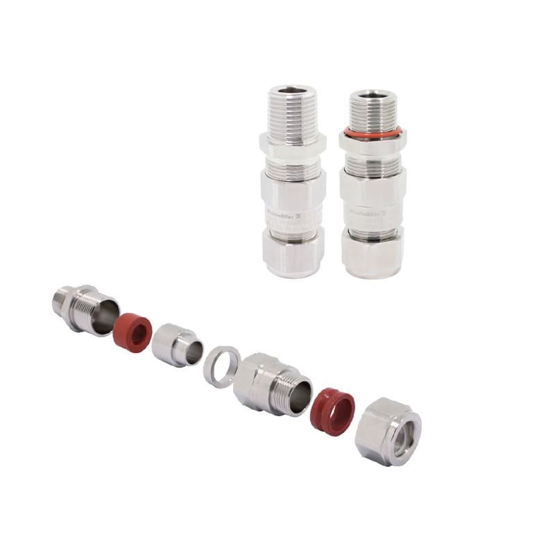 WEIDMULLER - Pressacavo Ex in metallo, diritto, M20 x 1,5, 16mm, Armatura a filo singolo 0.9 - 1.25mm, OD min. 12.5 - OD max. 16mm, ID min. 8.00 - ID max. 11.7 E1W/20S/M20-WM.