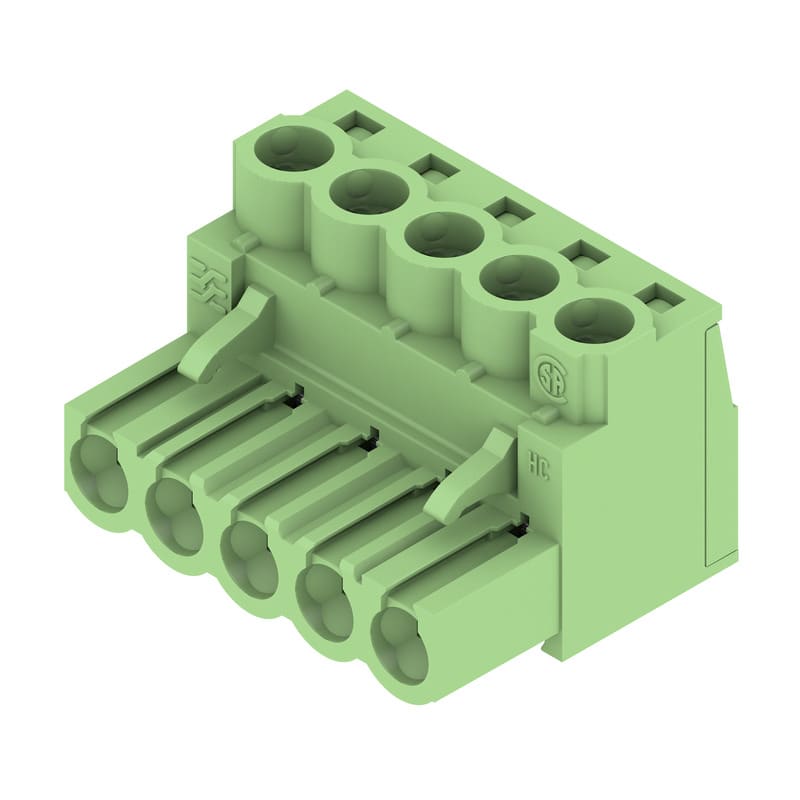 WEIDMULLER - Connettori per circuito stampato, 320V, 23A, Passo 5.00mm, 4mm², 5 poli, Collegamento a vite, BLZP 5.00HC/05/180 SN GN BX.