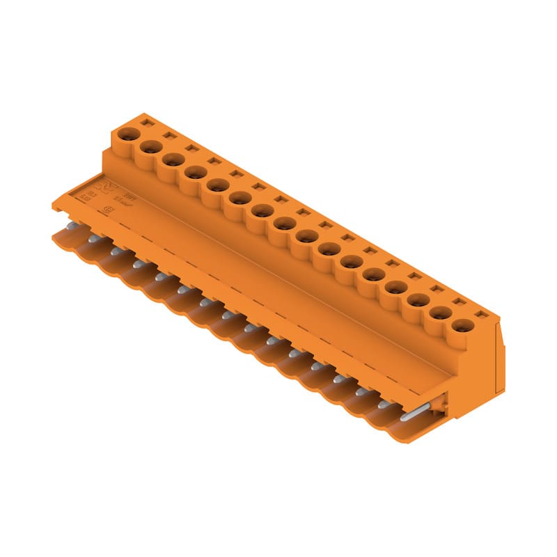 WEIDMULLER - Connettori per circuito stampato 320V 21.5A Passo 5.08mm 3.31mm² 16 poli Collegamento a vite Box SLS 5.08/16/180 SN OR BX.