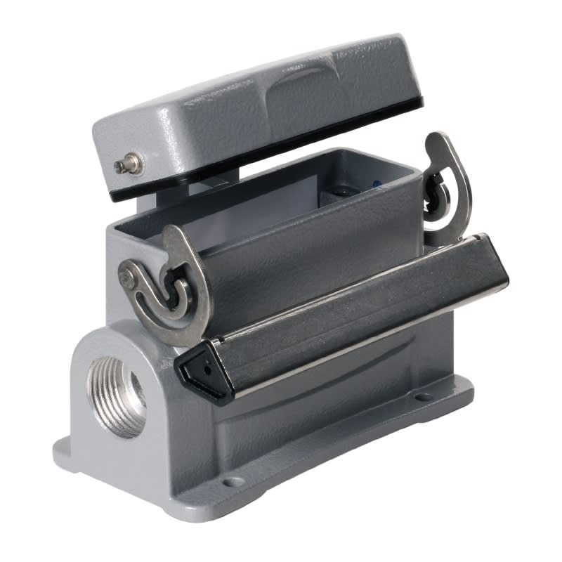 WEIDMULLER - Custodia di base con connettori a innesto industriali, gancio longitudinale in basso, dimensione 5, IP65 in condizione innestata HDC 16A SDLU 1M25G.