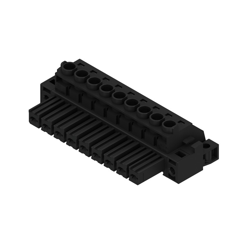 WEIDMULLER - Connettori per circuito stampato, 1000V, 57A, Passo 7.62mm, 10mm², 9 poli, Collegamento a vite, Box BVZ 7.62HP/09/180SFC SN BK BX.