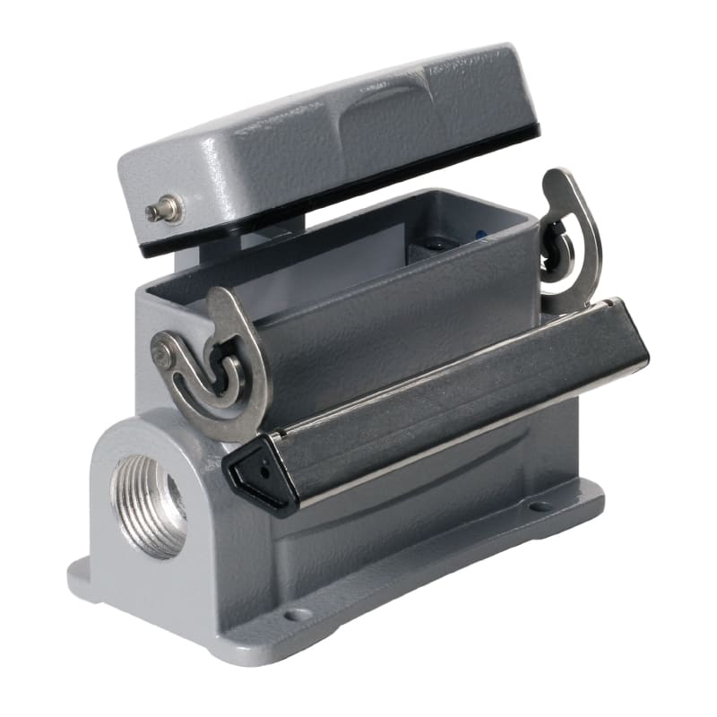 WEIDMULLER - Custodia con connettori a innesto industriali, gancio longitudinale in basso, dimensioni 5, IP65 in condizione innestata HDC 16A SDLU 1M20G.