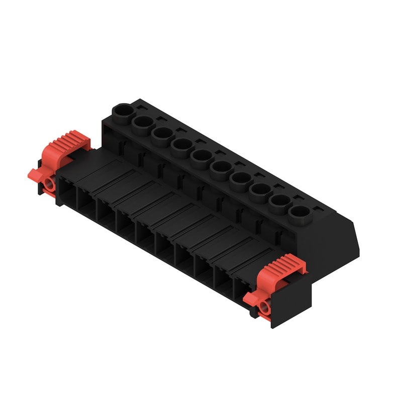 WEIDMULLER - Connettori per circuito stampato, 1000V, 57A, Passo 7.62mm, 6mm², 10 poli, Collegamento a vite, Box SVZ 7.62HP/10/180FC SN BK BX.
