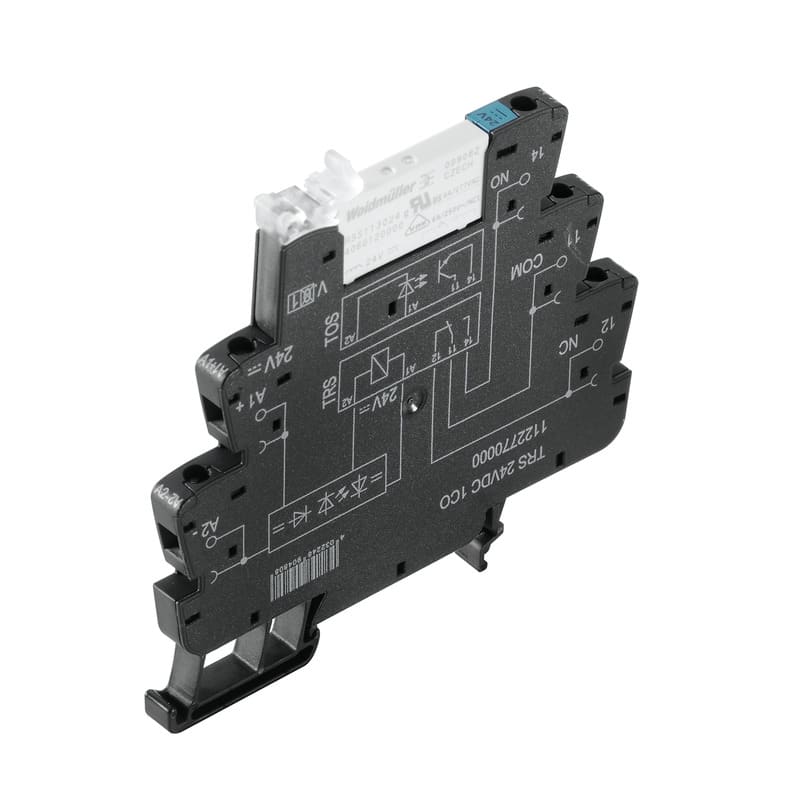 WEIDMULLER - Modulo a relè 12V DC LED verde Diodo a corsa libera Protezione inversione polarità 1 Contatto scambio 250V AC 6 TRS 12VDC 1CO AGSNO