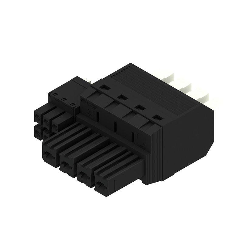 WEIDMULLER - Connettore ibrido 7.62 mm, 4 poli, PUSH IN con attuatore BVFL 7.62HP/04/180 BCF/06R SN BK BX.