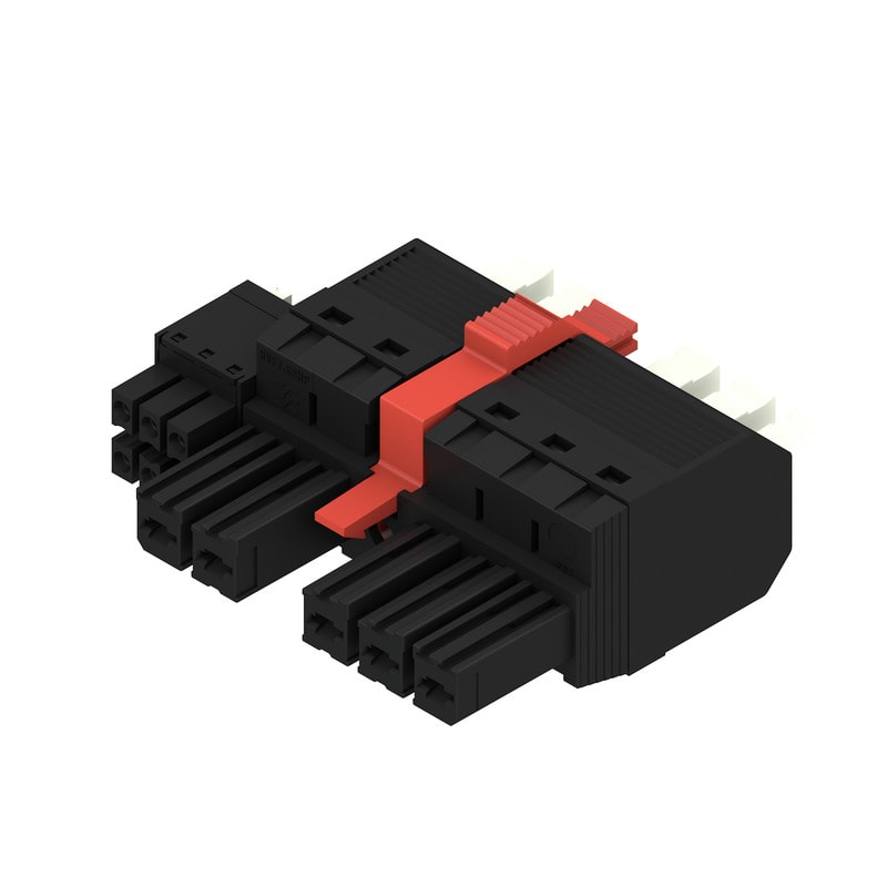 WEIDMULLER - Connettore ibrido 7.62 mm, 5 poli, PUSH IN con attuatore BVFL 7.62HP/05/180MF4 BCF/06R SN BK BX.