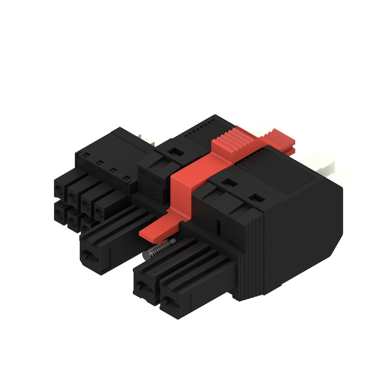 WEIDMULLER - Connettore ibrido 7.62 mm, Numero di poli: 3, PUSH IN con attuatore BVFL 7.62HP/03/180MSF3 BCF/08R SN BK BX.