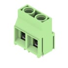 WEIDMULLER - Morsetto per circuito stampato 1000V 32A Passo 9.52mm 6mm² 2 poli Collegamento a vite/saldare THT 90° Box LL 9.52/02/90 5.0SN GN BX.